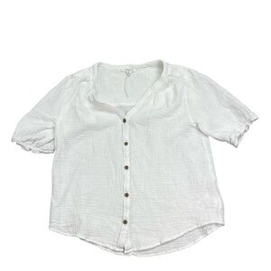 BeachLunchLounge white Button Up Top Short Sleeve